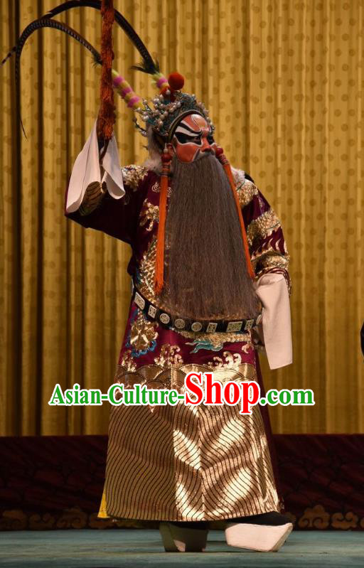 Jin Sha Tan Chinese Shanxi Opera Jing Role Apparels Costumes and Headpieces Traditional Jin Opera Painted Role Garment King Clothing