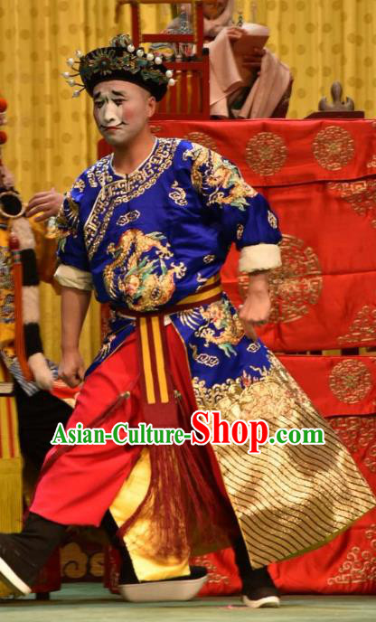 Jin Sha Tan Chinese Shanxi Opera Soldier Apparels Costumes and Headpieces Traditional Jin Opera Clown Garment Wusheng Clothing