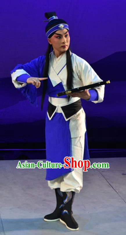 Xiong Guan Niang Zi Chinese Shanxi Opera Xiaosheng Apparels Costumes and Headpieces Traditional Jin Opera Young Male Garment Swordsman Clothing