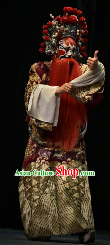 Chinese Shanxi Opera Jing Role Apparels Costumes and Headpieces Traditional Jin Opera General Garment Shogun Hu Dahai Clothing