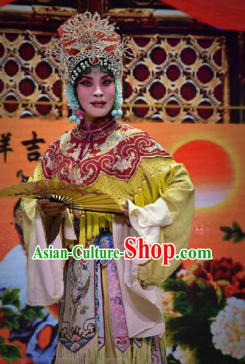Chinese Jin Opera Imperial Consort Liu Garment Costumes and Headdress Palm Civet for Prince Traditional Shanxi Opera Hua Tan Dress Actress Court Female Apparels