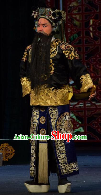 Fifteen Strings of Cash Chinese Shanxi Opera Martial Male Apparels Costumes and Headpieces Traditional Jin Opera Wusheng Garment Imperial Bodyguard Clothing