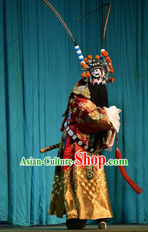 Sacrifice Chinese Shanxi Opera General Apparels Costumes and Headpieces Traditional Jin Opera Jing Role Garment Shogun Tu Angu Clothing