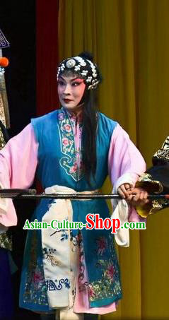 Chinese Jin Opera Servant Girl Garment Costumes and Headdress Sacrifice Traditional Shanxi Opera Xiaodan Apparels Maid Lady Dress