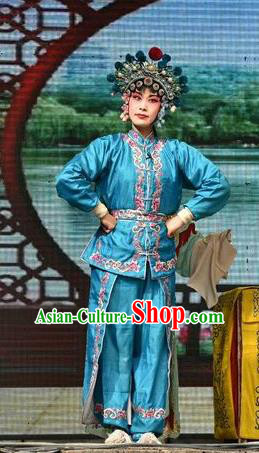 Chinese Jin Opera Female Swordsman Garment Costumes and Headdress Traditional Shanxi Opera Wudan Apparels Zhong Wuyan Dress