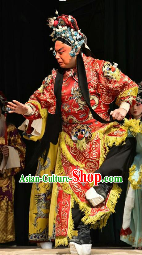 Chinese Shanxi Opera Wusheng Apparels Costumes and Headpieces Traditional Jin Opera Martial Male Garment General Clothing