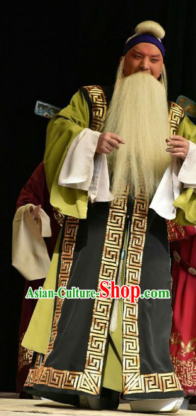 Chinese Shanxi Opera Laosheng Apparels Costumes and Headpieces Traditional Jin Opera Elderly Male Garment Chancellor Tian Ying Clothing