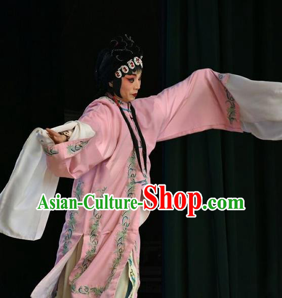 Chinese Jin Opera Actress Zhong Wuyan Garment Costumes and Headdress Traditional Shanxi Opera Hua Tan Apparels Queen Pink Dress