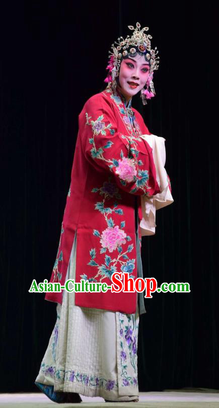 Chinese Jin Opera Hua Tan Garment Costumes and Headdress Xia He Dong Traditional Shanxi Opera Young Beauty Apparels Actress Huyan Xiuying Dress