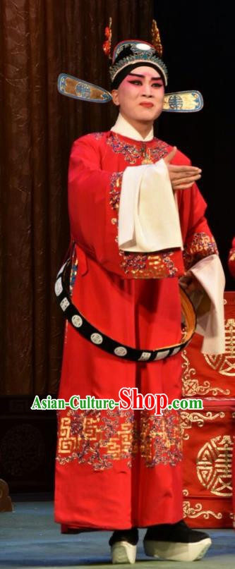 Fu Gui Tu Chinese Shanxi Opera Bridegroom Apparels Costumes and Headpieces Traditional Jin Opera Xiaosheng Garment Scholar Ni Jun Clothing