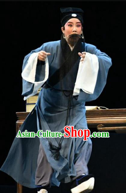 Fan Jin Zhong Ju Chinese Shanxi Opera Old Man Apparels Costumes and Headpieces Traditional Jin Opera Elderly Male Garment Scholar Fan Jin Clothing