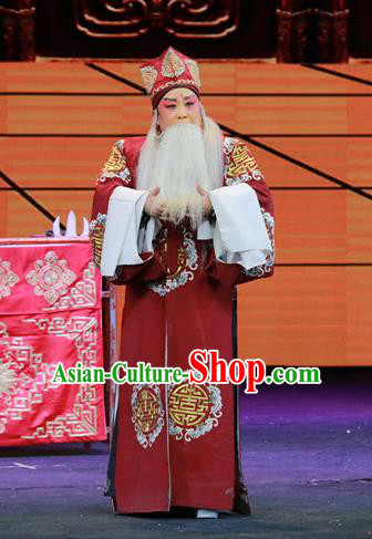 Yi Pu Zhong Hun Chinese Shanxi Opera Laosheng Apparels Costumes and Headpieces Traditional Jin Opera Elderly Male Cao Mo Garment Milord Clothing