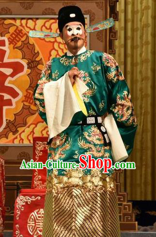Yi Pu Zhong Hun Chinese Shanxi Opera Treacherous Official Apparels Costumes and Headpieces Traditional Jin Opera Clown Garment Magistrate Clothing