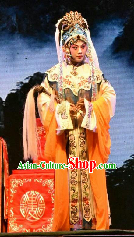 Chinese Jin Opera Goddess Garment Costumes and Headdress The Lotus Lantern Traditional Shanxi Opera Hua Tan Apparels Actress Dress