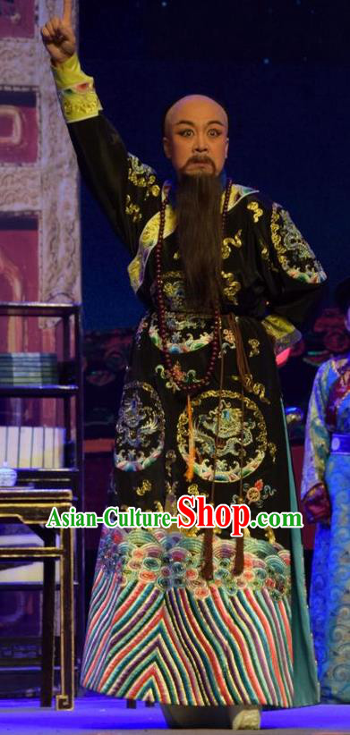 Da Hu Ji Chinese Shanxi Opera Qing Dynasty Censor Liang Zhongjing Black Apparels Costumes and Headpieces Traditional Jin Opera Garment Official Clothing