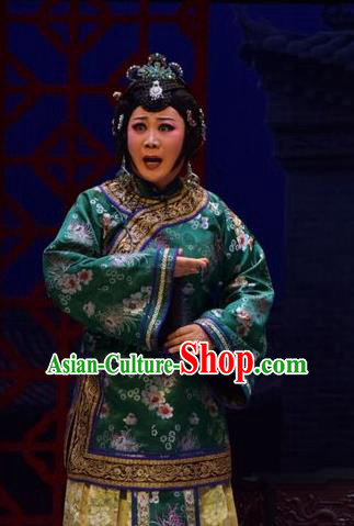 Chinese Jin Opera Elderly Female Liang Huimei Garment Costumes and Headdress The Legend of Jin E Traditional Shanxi Opera Dame Apparels Rich Woman Dress