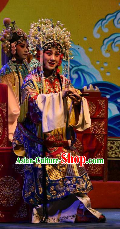 Chinese Jin Opera Hua Tan Garment Costumes and Headdress Ming Gong Duan Traditional Shanxi Opera Actress Apparels Royal Princess Dress