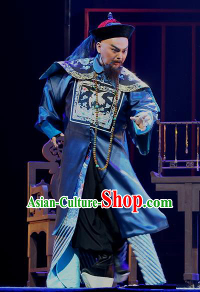 You Bai Chuan Chinese Lu Opera Censor Apparels Costumes and Headpieces Traditional Shandong Opera Garment Qing Dynasty Minister Clothing