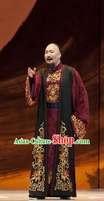 Huang Ye Hong Lou Chinese Qu Opera Milord Jia Zhen Apparels Costumes and Headpieces Traditional Henan Opera Elderly Male Garment Laosheng Clothing