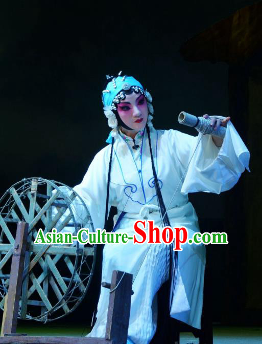 Chinese Han Opera Distress Maiden Garment Chun Niang Qu Costumes and Headdress Traditional Hubei Hanchu Opera Young Female Apparels Diva Wang Chunniang Dress