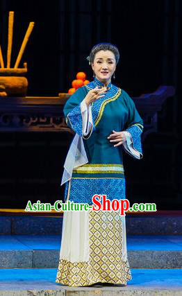 Chinese Han Opera Young Female Garment Shi Niang Costumes and Headdress Traditional Hubei Hanchu Opera Woman Apparels Actress Dress