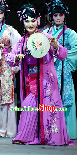 Chinese Han Opera Rich Consort Garment Jin Lian Costumes and Headdress Traditional Hubei Hanchu Opera Actress Apparels Young Female Rosy Dress
