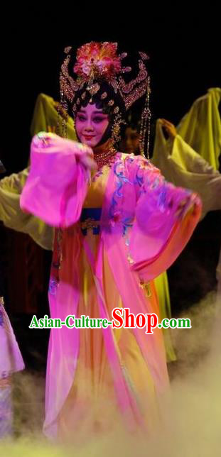 Chinese Cantonese Opera Imperial Consort Garment Prince Rui and Concubine Zhuang Costumes and Headdress Traditional Guangdong Opera Hua Tan Apparels Qing Dynasty Dress