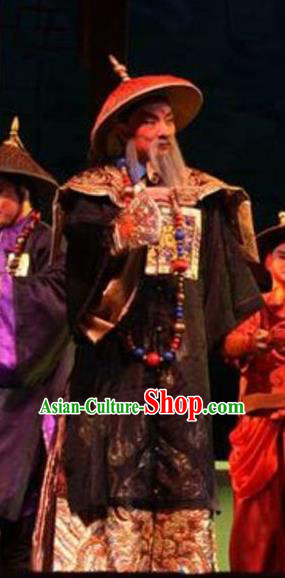 Hua Yue Ying Chinese Guangdong Opera Laosheng Apparels Costumes and Headpieces Traditional Cantonese Opera Elderly Male Garment Official He Zhennan Clothing