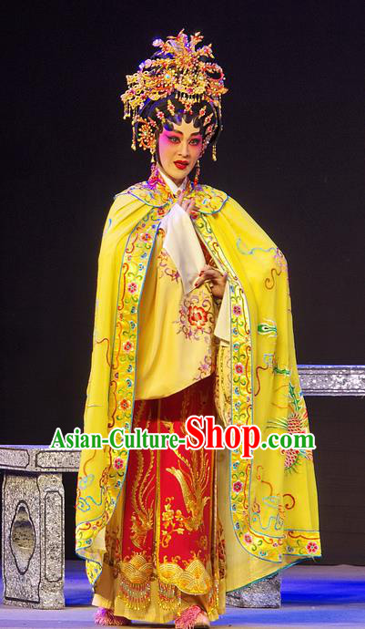 Chinese Cantonese Opera Young Female Garment Costumes and Headdress Traditional Guangdong Opera Hua Tan Apparels Imperial Consort Xi Shi Dress