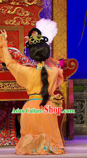 Chinese Cantonese Opera Actress Garment Costumes and Headdress Traditional Guangdong Opera Hua Tan Apparels Diva Xi Shi Dress