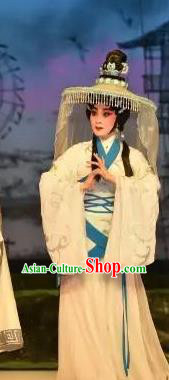 Chinese Cantonese Opera Country Woman Xi Shi Garment Costumes and Headdress Traditional Guangdong Opera Hua Tan Apparels Actress Dress
