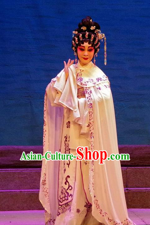 Chinese Cantonese Opera Courtesan Garment Qian Tang Su Xiaoxiao Costumes and Headdress Traditional Guangdong Opera Hua Tan Apparels Young Beauty Dress
