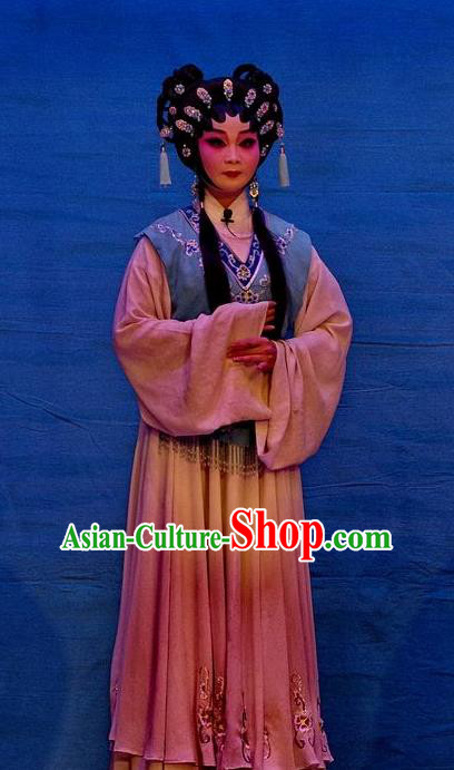 Chinese Cantonese Opera Maid Lady Xiao Pan Garment Qian Tang Su Xiaoxiao Costumes and Headdress Traditional Guangdong Opera Xiaodan Apparels Servant Girl Dress