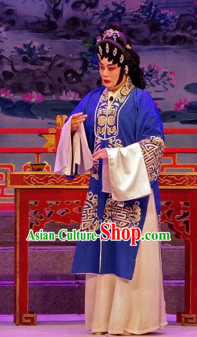 Chinese Cantonese Opera Pantaloon Garment Qian Tang Su Xiaoxiao Costumes and Headdress Traditional Guangdong Opera Elderly Female Apparels Dame Dress