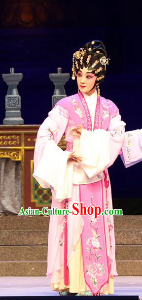 Chinese Cantonese Opera Rich Lady Garment Legend of Lun Wenxu Costumes and Headdress Traditional Guangdong Opera Hua Tan Apparels Actress Dress