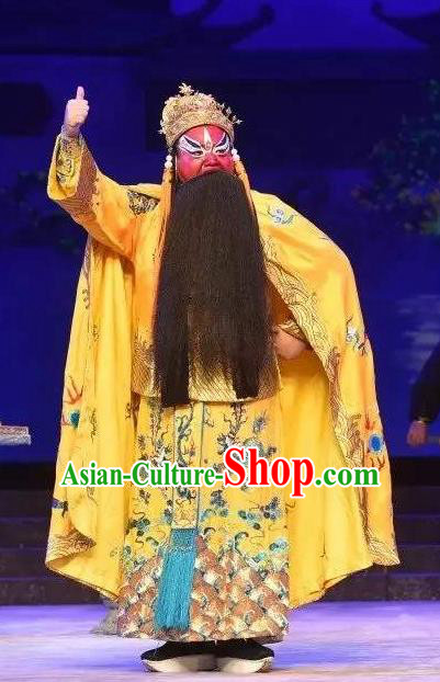 Southern Tang Emperor Chinese Guangdong Opera Jing Apparels Costumes and Headpieces Traditional Cantonese Opera Lord Garment Monarch Zhao Kuangyin Clothing