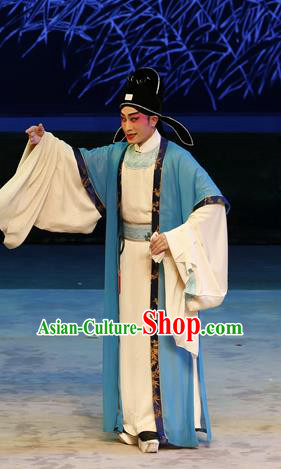 Liu Yi Delivers A Letter Chinese Guangdong Opera Xiaosheng Apparels Costumes and Headpieces Traditional Cantonese Opera Scholar Garment Niche Clothing
