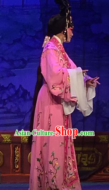Chinese Cantonese Opera Diva Garment Story of the Violet Hairpin Costumes and Headdress Traditional Guangdong Opera Hua Tan Apparels Actress Huo Xiaoyu Pink Dress