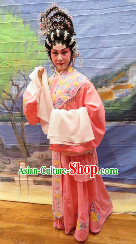Chinese Cantonese Opera Actress Garment Hua Tian Ba Xi Hairpin Costumes and Headdress Traditional Guangdong Opera Hua Tan Apparels Rich Lady Liu Yuyan Dress
