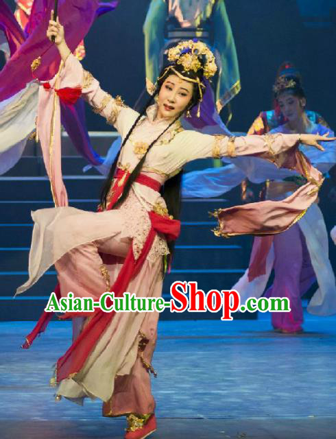 Chinese Cantonese Opera Young Female Garment Fighting for the Great Tang Empire Costumes and Headdress Traditional Guangdong Opera Swordswoman Apparels Dress