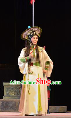Chinese Cantonese Opera Young Lady Garment King of Nanyue Kingdom Costumes and Headdress Traditional Guangdong Opera Jin Di Apparels Village Girl Dress