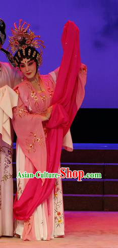 Chinese Cantonese Opera Hua Tan Garment The Lotus Lantern Costumes and Headdress Traditional Guangdong Opera Actress Apparels Goddess Dress