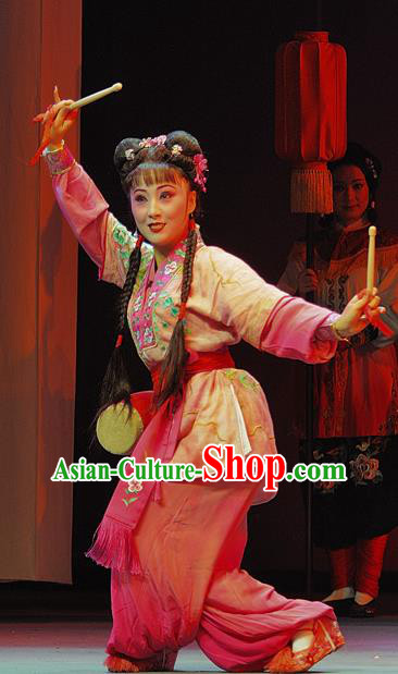 Chinese Sichuan Opera Highlights Maid Lady Garment Costumes and Headdress Wo Hu Ling Traditional Peking Opera Servant Girl Dress Xiaodan Apparels