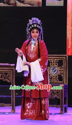 Chinese Cantonese Opera Middle Age Female Garment The Lotus Lantern Costumes and Headdress Traditional Guangdong Opera Actress Apparels Wang Guizhi Blue Dress