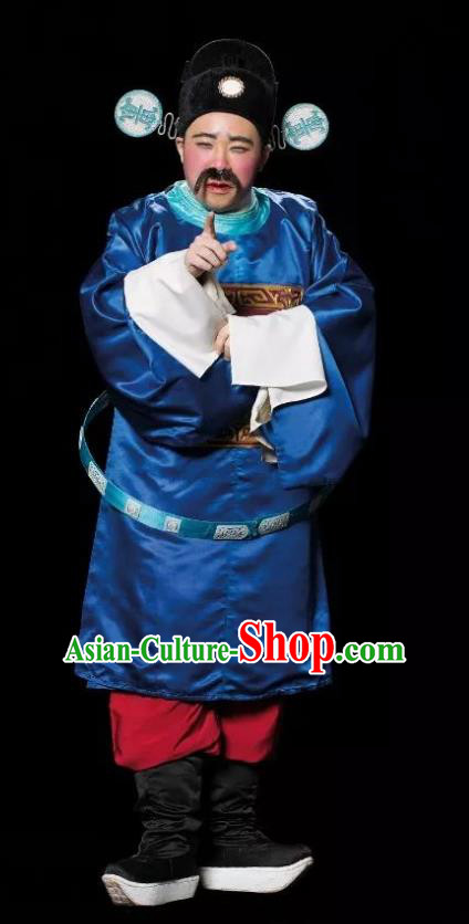 Chinese Guangdong Opera Official Apparels Costumes and Headpieces Traditional Cantonese Opera Elderly Man Garment Magistrate Bai Zhicheng Clothing