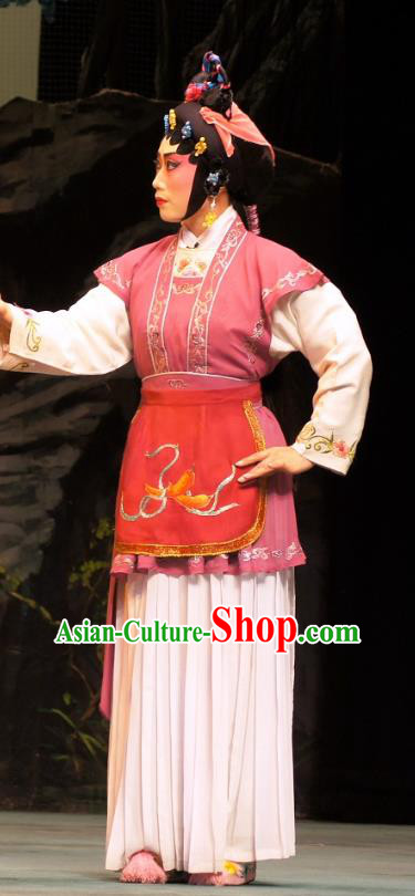 Chinese Cantonese Opera Xiaodan Garment Emperor and the Village Girl Costumes and Headdress Traditional Guangdong Opera Actress Apparels Village Girl Zhang Guilan Dress