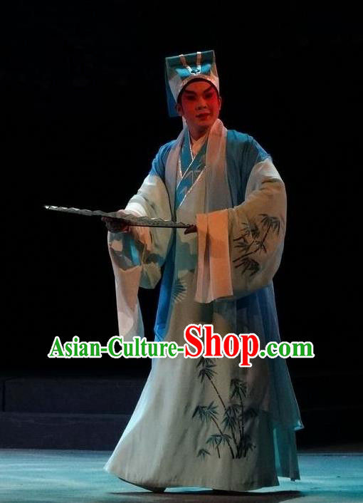 Zi Yun Chinese Guangdong Opera Scholar Wen Qing Apparels Costumes and Headwear Traditional Cantonese Opera Young Male Garment Niche Clothing