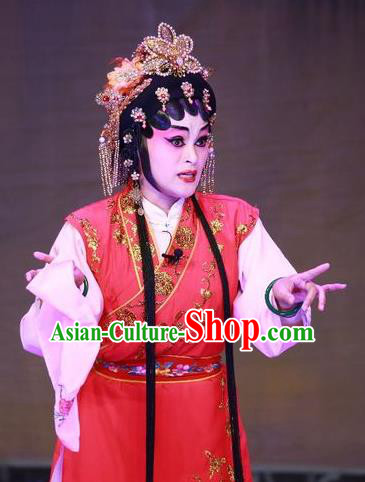 Chinese Cantonese Opera Young Mistress Lin Chunhua Garment Escape from Banishment Costumes and Headdress Traditional Guangdong Opera Actress Apparels Diva Dress