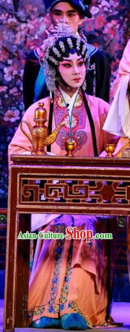 Chinese Cantonese Opera Young Mistress Garment San Xiao Yin Yuan Costumes and Headdress Traditional Guangdong Opera Hua Tan Apparels Diva Dress