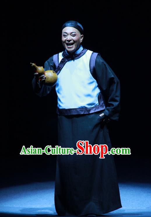 Liang Cha Wang Chuan Qi Chinese Guangdong Opera Shopkeeper Wang Laoji Apparels Costumes and Headwear Traditional Cantonese Opera Teahouse Boss Garment Clothing